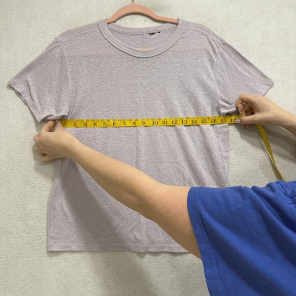 Prana Shirt Womens Large Light Purple Hemp Blend Lightweight Casual Tee Crewneck - Picture 3 of 9